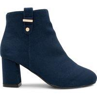 Paradox London Women's Billie' Micro Suede Wide Fit Mid Block Heel Ankle Boot in Navy | Size: 7E