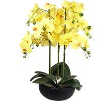 Leaf 60cm Orchid Artificial Yellow Black Ceramic Planter in Green