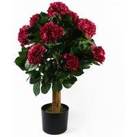 Leaf 75cm Artificial Pink Bush Hydrangea Plant Potted in Dark Pink