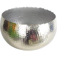 Leaf XL Metal Bowl Planter 32 x 20cm Hammered Silver Colour Curvy Edge | Size: 32 x 20 cm