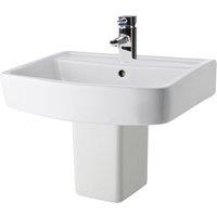 Balterley Square 1 Tap Hole Basin Semi Pedestal 520mm in White