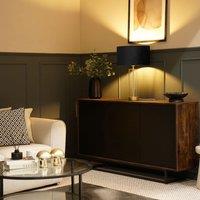 ValueLights Balan Glass & Matt Gold Table Lamp with Velvet Drum Lamp Shade & LED Bulb in Dusty Pink