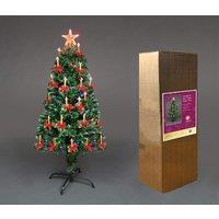 Shatchi 6Ft/180cm Candle & Bow Fibre Optic Christmas Tree LED Pre-Lit in Green | Size: 6ft