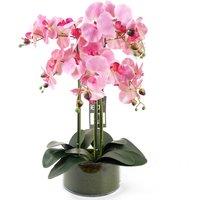 Leaf Artificial Orchid with Glass Planter Pink Botanik in Green