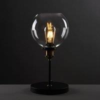 ValueLights Sheridan Pair of Industrial Glass Bowl Gold Trim Black Table Lamps & LED Bulbs