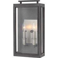 Netlighting Hinkley Sutcliffe Outdoor 2 Light Wall Lantern Aged Zinc IP44 in Grey