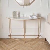 OHS Marble Console Table Bed Side Semi Circle Bedroom Office Wall Coffee Living Room in White