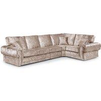 Furnishings For Less UK Chelsea Crushed Velvet Long 5 Seater Large Corner Sofa 3 Corner 1 Rolled Arms in Baby Pink