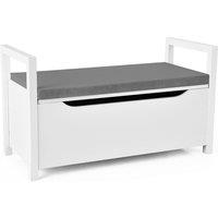 Costway 2 IN1 Wooden Shoe changing Bench Shoe Storage Cabinet Organizer Padded Seat in Grey