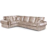Furnishings For Less UK Chelsea Crushed Velvet Long 5 Seater Large Corner Sofa 1 Corner 3 Rolled Arms in Baby Pink