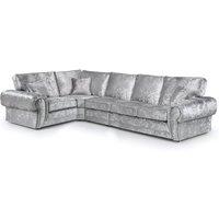 Furnishings For Less UK Chelsea Crushed Velvet Long 5 Seater Large Corner Sofa 1 Corner 3 Rolled Arms in Silver