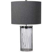 Netlighting Reno Table Lamp Metalwork Polished Nickel Smoked Glass in Grey