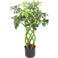 Leaf 70cm Artificial Plant Bonsai Bush Twisted Stem Golden Capella in Green