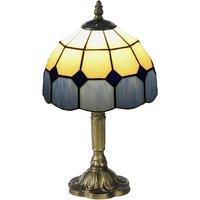 HOMCOM Stained Glass Table Lamp Handmade Bedside Lamp for Bedroom Living Room in Blue
