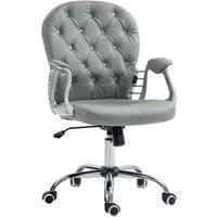VINSETTO Office Chair Luxury PU Diamante Padded Ergonomic 360 Swivel in Grey