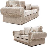 Furnishings For Less UK Chelsea Crushed Velvet 2 Piece Sofa Set 3 Seater & 2 Seater Rolled Arms in Baby Pink