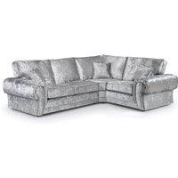 Furnishings For Less UK Chelsea Crushed Velvet Large 4 Seater Corner Sofa 2 Corner 1 Rolled Arms in Silver