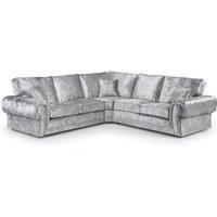 Furnishings For Less UK Chelsea Crushed Velvet 5 Seater Large Corner Sofa 2 Corner 2 Rolled Arms in Silver