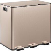 HOMCOM 3 x 15L Triple Kitchen Bin Fingerprint Proof for Recycling & Waste in Gold