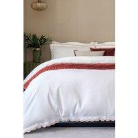 CHRISTY Scallop Edge Cotton Sateen Duvet Sets in Red | Size: Double