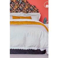 CHRISTY Scallop Edge Cotton Sateen Duvet Sets in White | Size: King