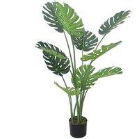 Leaf 120cm Artificial Luxury Monstera Plant Black Pot in Green