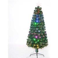 Shatchi 5Ft/150cm Multicolour 8 Modes Fibre Optic Christmas Tree LED Pre-Lit in Green | Size: 5ft