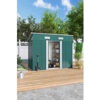 H&O Direct Outdoor Compact Metal Patio Storage Tool Shed in Green