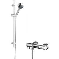 Balterley Wall Mount Thermostatic Bath Shower Mixer Tap Linear Slide Rail Kit in Silver