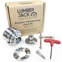 Lumberjack Precision 75 Woodturning 4-Jaw Lathe Chuck Set 1 Inch x 8 TPI Thread Includes Storage Box in Silver