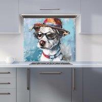 Warren Reed - Designer Quirky Pup with a Fedora Kitchen Splashback | Size: 600mm x 650mm