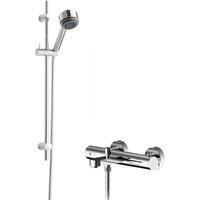 Balterley Wall Mount Thermostatic Bath Shower Mixer Tap Slide Rail Kit Chrome in Silver