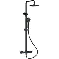 Balterley Pride Round Shower Kit & Fixed Head & Adjustable Handset, Matt Black