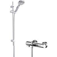 Balterley Wall Mount Thermostatic Bath Shower Mixer Tap Multi Function Slide Rail in Silver