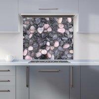 Warren Reed - Designer Glossy Pebbles in Soft Hues Kitchen Splashback in Black | Size: 600mm x 750mm