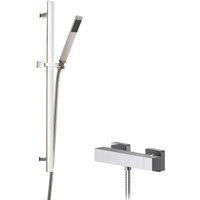 Balterley Ripple Square Bar Valve Sheer Slide Rail Shower Kit Chrome in Silver