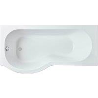 Balterley Modern P Shape Left Hand Shower Bath Tub with Leg Set, 1600mm - White