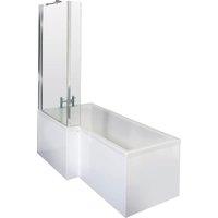 Balterley 1700 mm Left Hand L Shape Square Shower Bath Screen Front Panel White