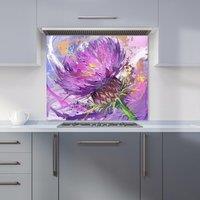 Warren Reed - Designer Abstract Thistle Explosion Kitchen Splashback in Black | Size: 600mm x 650mm