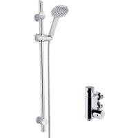 Balterley Thermostatic Vertical Bar Valve Water Saving Handset Slider Rail in Silver