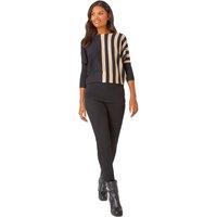 Roman Women's Contrast Stripe Print Knit Jumper in Black | Size: 16