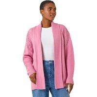 Roman Women's Edge to Edge Pointelle Knit Cardigan in Pink | Size: Small