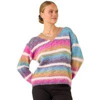 Roman Women's Soft Stripe Knit Jumper in Magenta | Size: 14