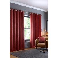 Fusion 'Strata' Triple-Woven Dimout Eyelet Curtains in Terracotta | Size: 117 cm width x 183 cm drop