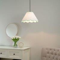 ValueLights Florie Natural Linen Large Tapered Lamp Shade with Scallop Pastel Trim in Green