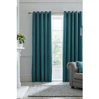 Laurence Llewelyn-Bowen Montrose' Velvet Blackout-Coated Pair of Eyelet Curtains in Teal | Size: 117 cm width x 137 cm drop