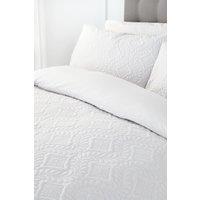Serene 'Gianna' Microfibre Pinsonic 3D Damask Design Duvet Cover Set in White | Size: Double