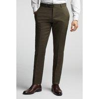 Alex Men's Linen Tailored Fit Suit Trousers in Khaki | Size: 42R