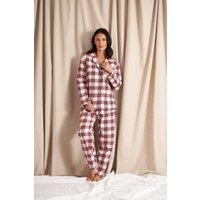 Pretty You London Women's Plaid Pyjama Set in Stone | Size: 16-18