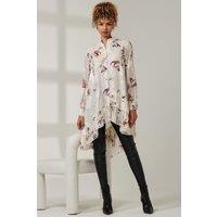 Jolie Moi Women's Asymmetric Tiered Hem Shirt in Cream | Size: 10